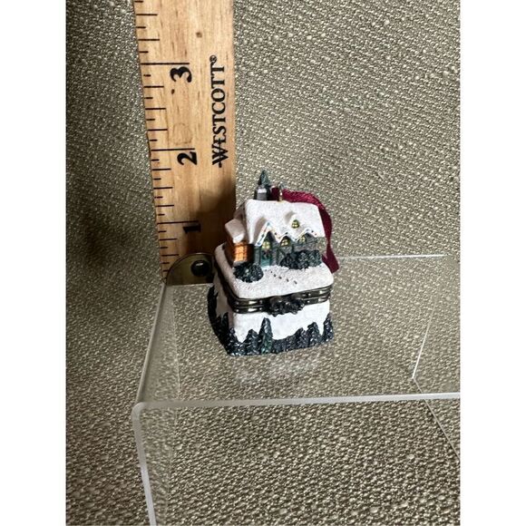 Vtg 90s Thomas Kinkade Ornament Ceramic Box Stonehearth Christmas Mini 1.5” - Picture 9 of 11